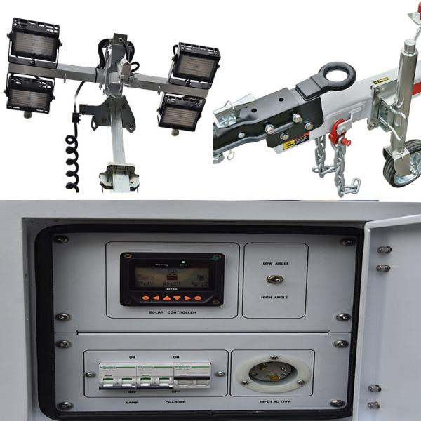 Portable Solar Light Tower Tilt 90° Electric Surveillance Light Tower Outdoor Light Tower