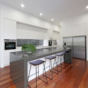 Cheap White Handless Kitchen Cabinets Islands Modern Prefab Bar Cabinets wholesale