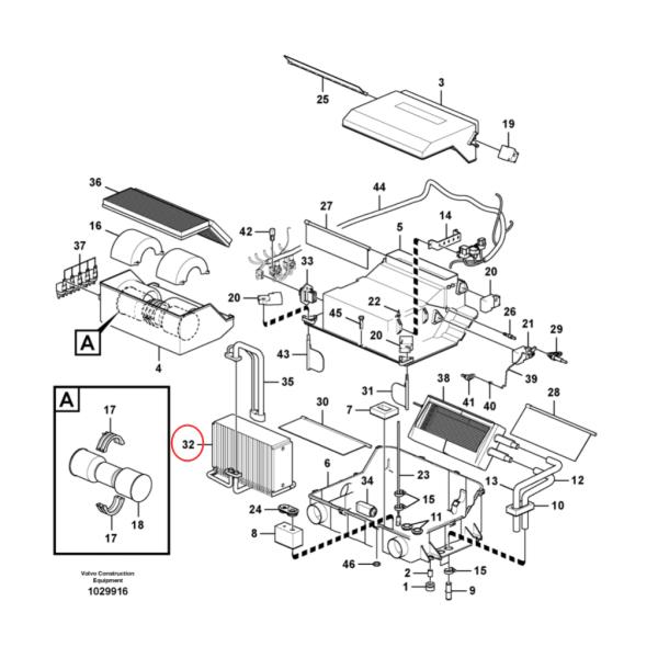 VOE14509329 Air Conditioning Ac Evaporator 14509329 For EC140B EC180B EC210B Excavator Parts