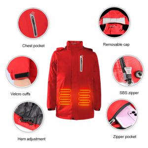 China Machine Washable Rechargeable Men Women 4 Heating Zones Electric Hooded Winter Heated Jacket on sale