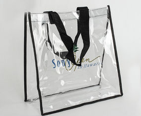Transparent PVC Promotional Shopping Bags With Long Webbing Shoulder Strap