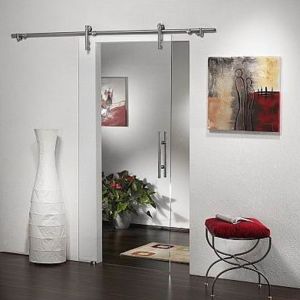 China Frameless Tempered Clear Glass Door Hanging Sliding Soundproof on sale