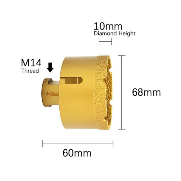 68mm Brocas Tile M14 Marble Diamond Drill Core Bit Vacuum Brazed
