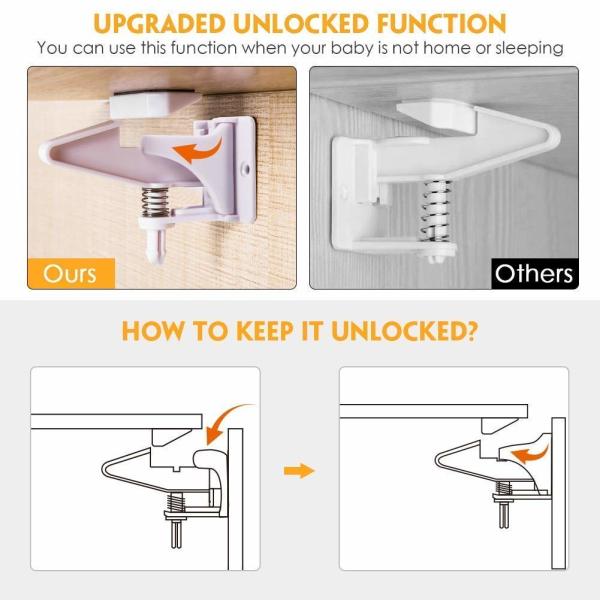 Child Safety Drawer Lock Baby Spring Lock Invisible Child Safety Cabinet Locks