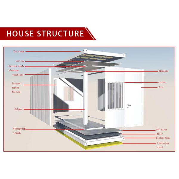 Modern Design Prefabricated Homes Steel Frame 20ft Container House with Rock Wool Panel