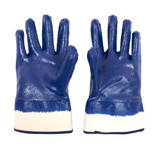 Full Coating Chemical Resistant Gloves , Durable​ Blue Nitrile Coated Safety