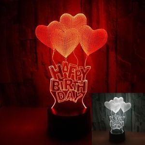 Cheap New Happy Birthday Romantic Valentine Heart 3D night Light gift Creative Touch Desktop 3D Table Lamp wholesale