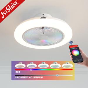 China 19 Enclosed Ceiling Fan With Led Light And Remote Control Flush Mount Dc Motor on sale