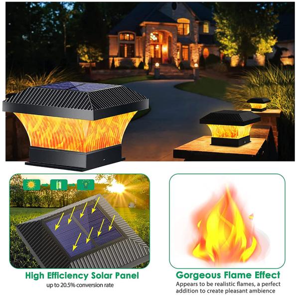 Outdoor LED Solar Powered Pillar Lights 2700K 2200mAH Multipurpose Solar Column Head Lighting