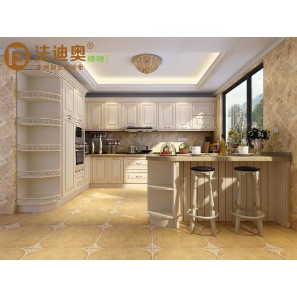 Classic French Kitchen Cabinets With Elegant Curved Displays And Functional