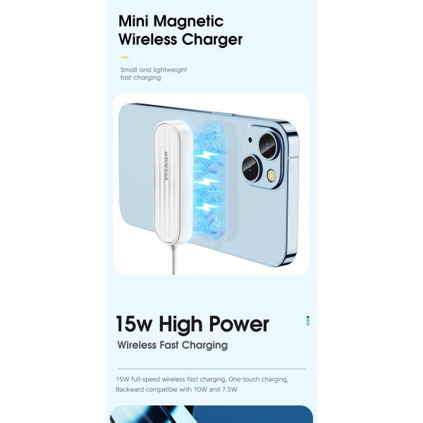 Essager 2022 Aurora New Style Magnetic Wireless Mini 15W Charger 10W 7.5W Mobile Phone Charger With Holder Function