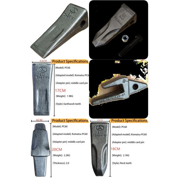 Forged Bolt On Rock Bucket Teeth for Komatsu PC60 PC60-7 PC60-8 Excavator