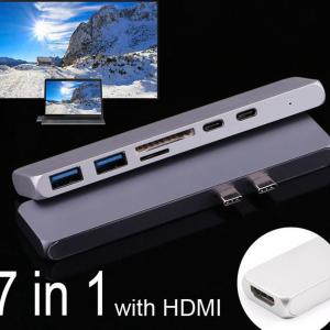 China Dual USB C Hub Macbook Pro 2017/2016 13 15 Accessories Thunderbolt 3 Hub Adapter Type-C Dock MicroSD/SD Card Reader on sale