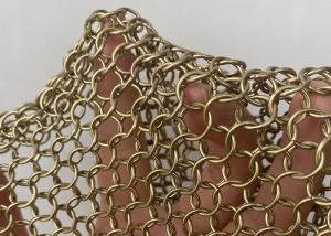China Gold Color Metal Stainless Steel Ring Mesh Fabric Chainmail Curtain 304ss on sale