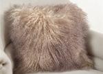 20 Inch Square White Fuzzy Pillow Cover , Soft Mongolian Fur Lumbar Pillow