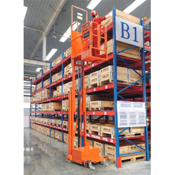 Orange 3m Semi Electric Order Picker Warehouse Stock Picker Lift
