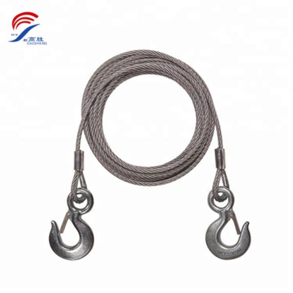 Heavy Duty Car Emergency Tow Cable PVC Coated Steel Wire Rope With Hooks