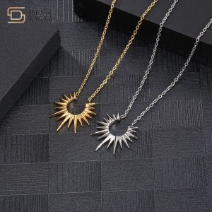 China Sunflower Pendant Necklace Titanium Steel Jewelry Women Collarbone Chain on sale