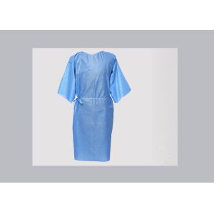 China Non Toxic Blue Isolation Gowns , Disposable Plastic Coveralls Fluid Resistant on sale