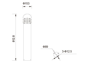 Black Driveway Bollard Lights / Pathway Lighting Bollards For Pedestrain Street