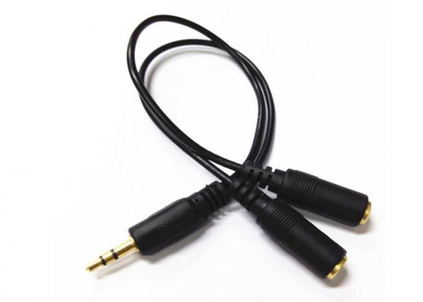 Quality Gold Plated Y Splitter Cable / Audio Video Cable Right Angle 3.5 Mm Diameter for sale