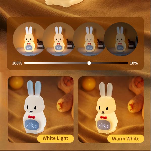 LED Alarm Clock Night Light Rabbit Desktop Touch Control Battery for Children Sleep Training