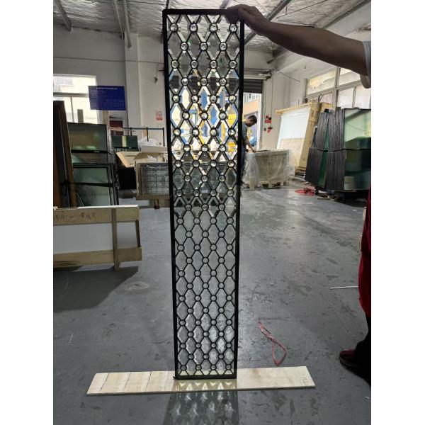 Decorative beveled glass for wood doors wiht black caming