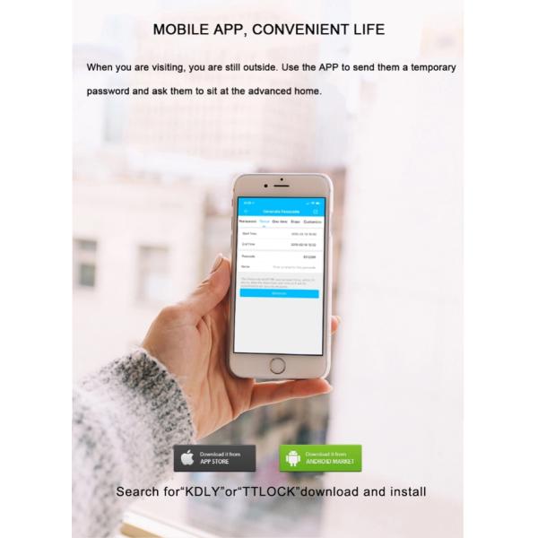 Four Color Bluetooth Fingerprint Door Lock Zinc Alloy Material Anti Peep