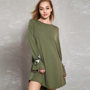 Cheap Latest Sexy Olive Tie Sleeve Open Back Tunic Casual Dress For Fashion Women wholesale
