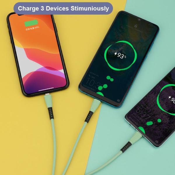 Liquid Silicone Fast Charger Cable 3 in 1 TPE Multi USB Data Cords
