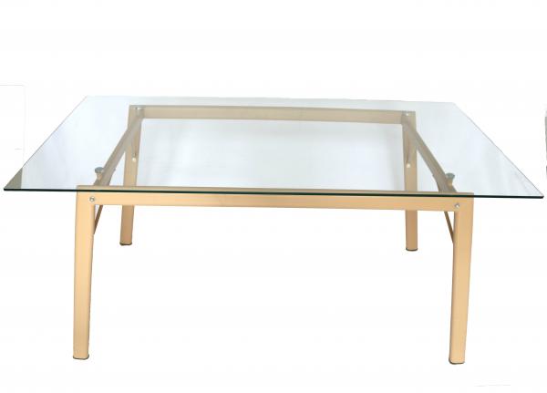 Quality Simple Rectangular Rust Resistant Dining Table Tempered Glass Top for sale
