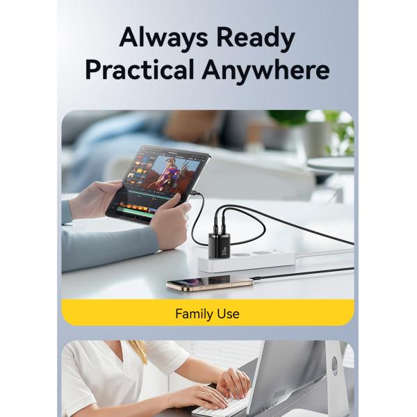 ESSAGER ES-CD45 33W GaN Charger Dual USB C PD Charger for Power Supply Adapter