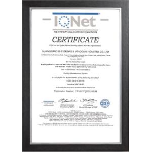 Foshan WY Building Technology Co., Ltd. Certifications