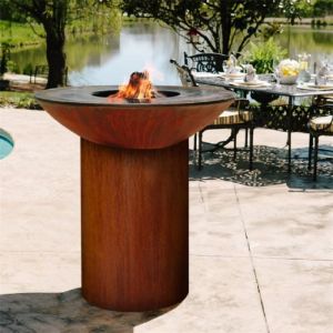 Buy cheap Tall Round Base Camping Cooking Corten Steel BBQ Grill Barbecue from wholesalers