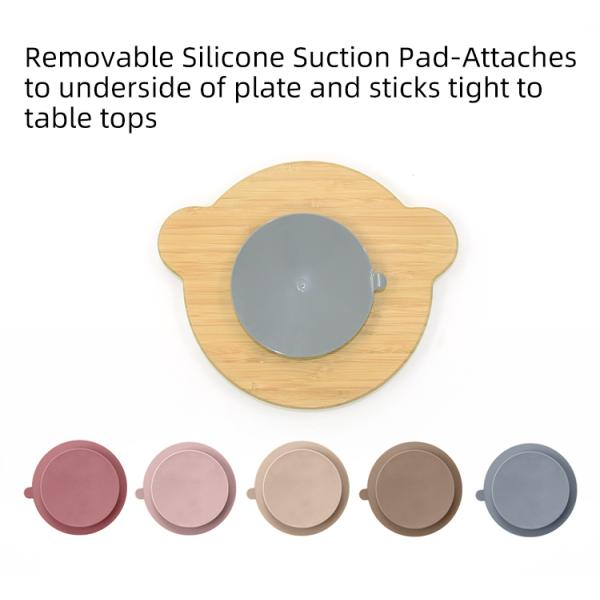 Divided Feeding Bamboo Suction Baby Plates EN71 Certificated With 4 Sections