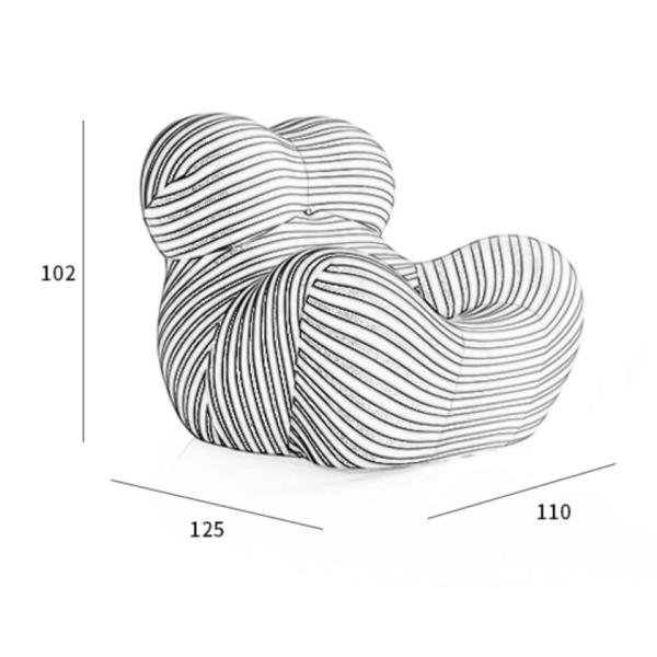 Leather Luxury Living Room Furniture Yellow Stripe Mother'S Embrace Single Sofa