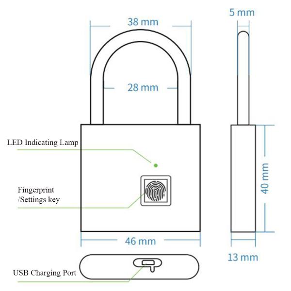 Intelligent Smart Lock Fingerprint Padlock Zinc Alloy Material