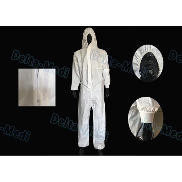 White SF Disposable Hooded Coveralls , Anti Water Disposable Safety Coveralls
