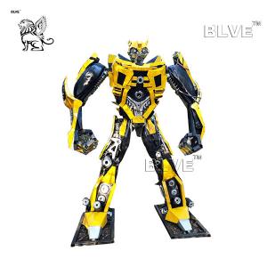 China Large Iron Bumblebee Statue Metal Welded Transformers Sculpture on sale