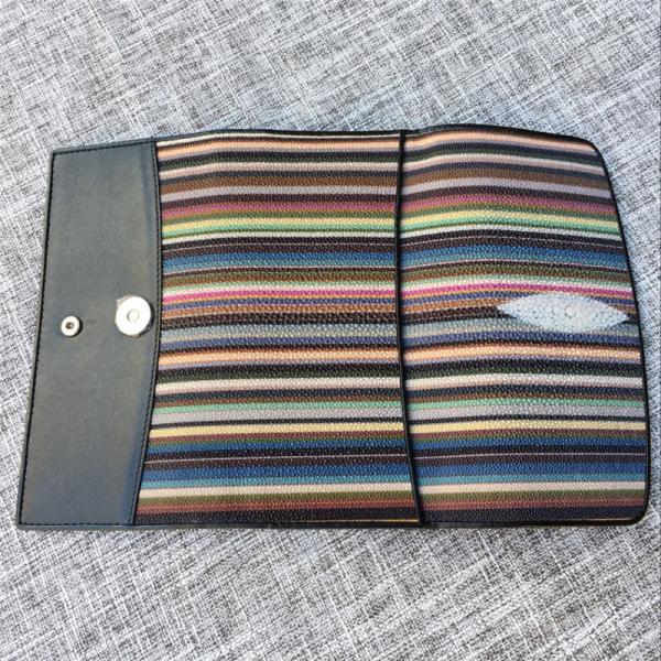 Stripe Designer Authentic Stingray Skin Women's Long Clutch Wallet Genuine Leather Female Purse Lady Large Card Holders