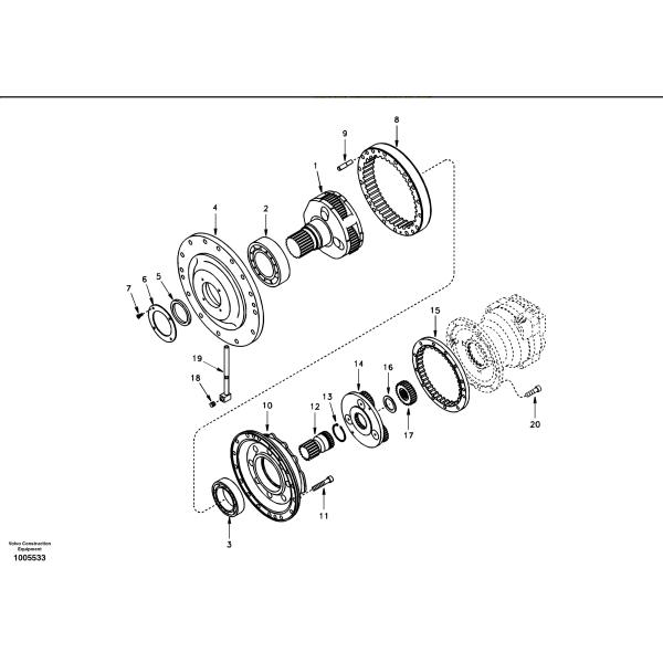 EC290 Old Type Excavator Gear 1st 2nd Carrier Planetary Gear SA7118-38400