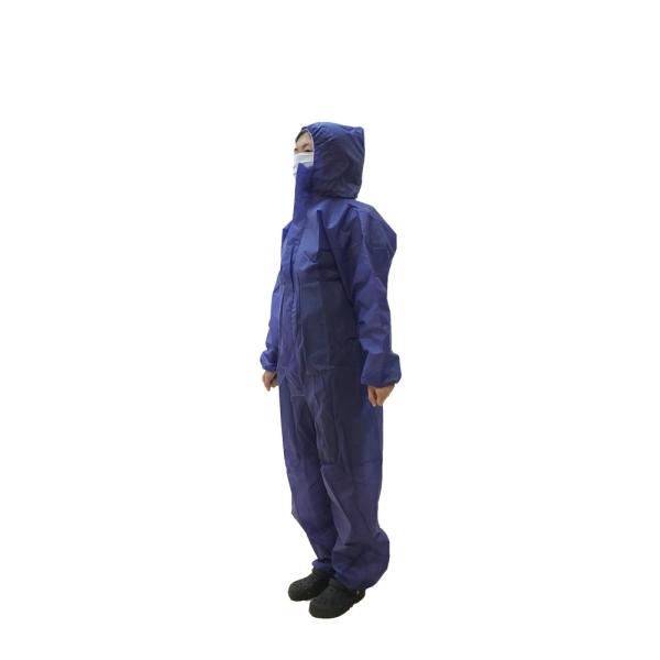 Dark Blue Disposable Isolation Gown , Disposable Protective Coverall With Hood