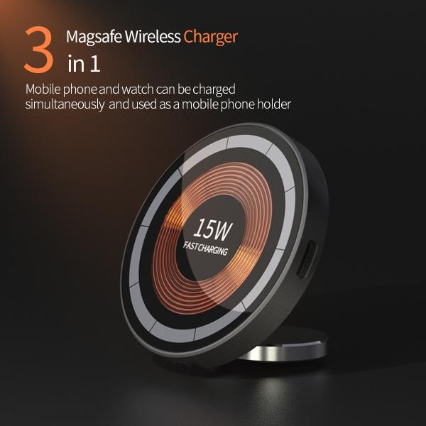 15W 3 In 1 Phone Holder Foldable Wireless Charger Fast Charging for Pad