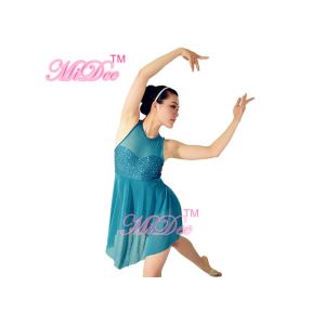 Sequin Tank Top Dance Competition Costumes , Leotard Under Mesh Skirt