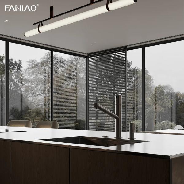 Modern Designs Stainless Steel Custom Furniture I Shaped Kitchen Cabinets Wood Grain Wall Cabinet Stainless Island