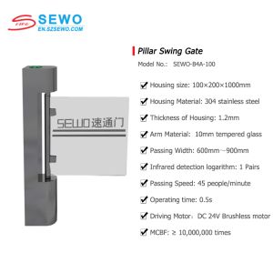304 Stainless Steel Speed Gate Turnstile with Card Reader 45PPM