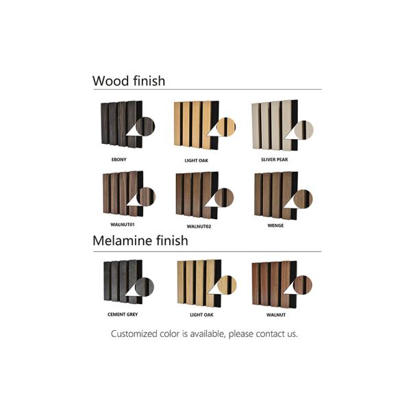 Different color options of wood slat panels
