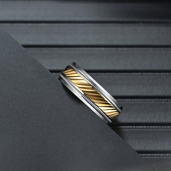 Fashion Men Stainless Steel Mirror Ring Simple Gold Plated Stainless Steel Glossy Rings