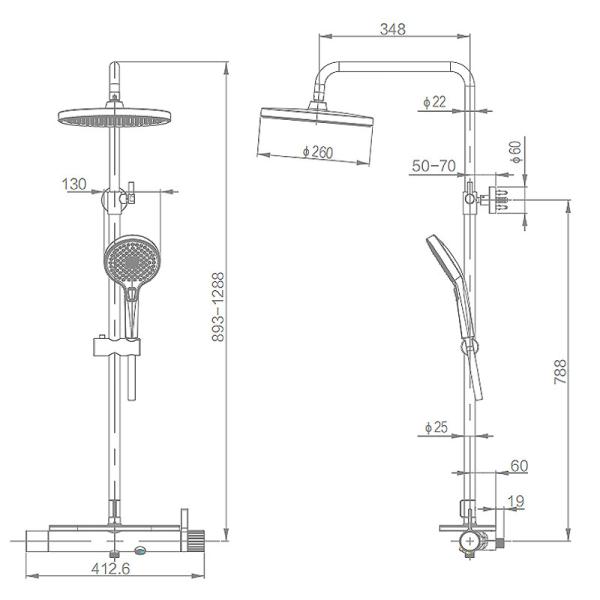 ARROW Brass Body Bathroom Shower System Cold Hot Water Faucet