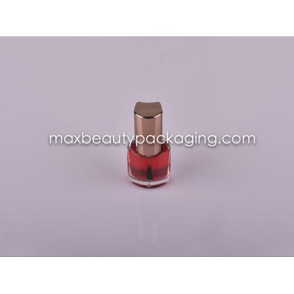 uv coating metallic gold nail polish cap 6ml nail polish bottle nail polish plastic cosmetic packaging flat brush